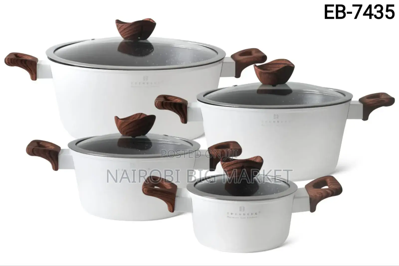 White Edenberg 8 Pieces Nonstick Cookware Set