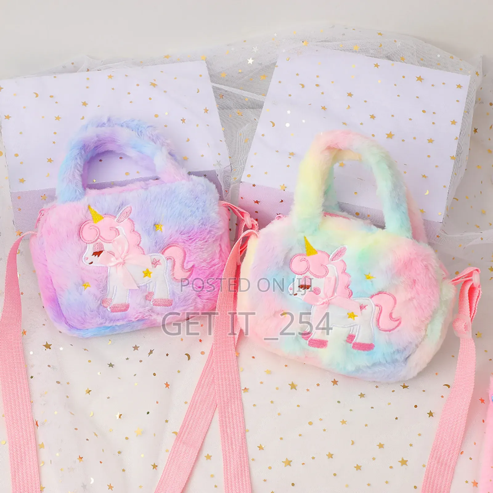Unicorn Fluffy Bag Shades: Yellow, Purple, Pink .