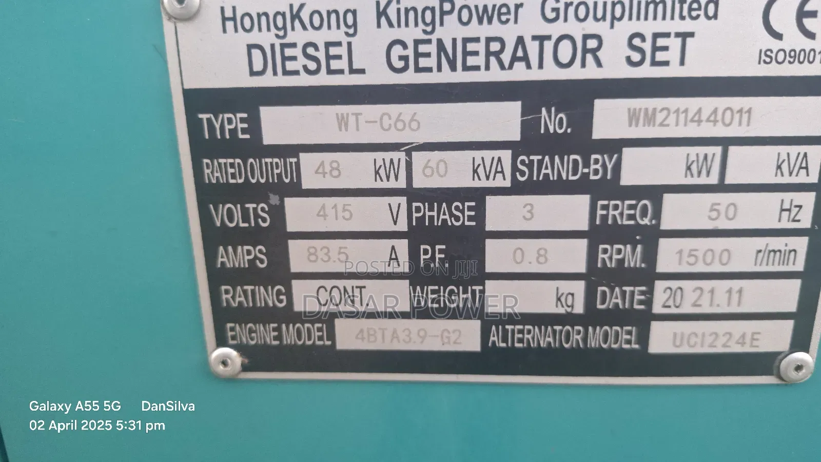 48kw/60kva Super Silent Generator