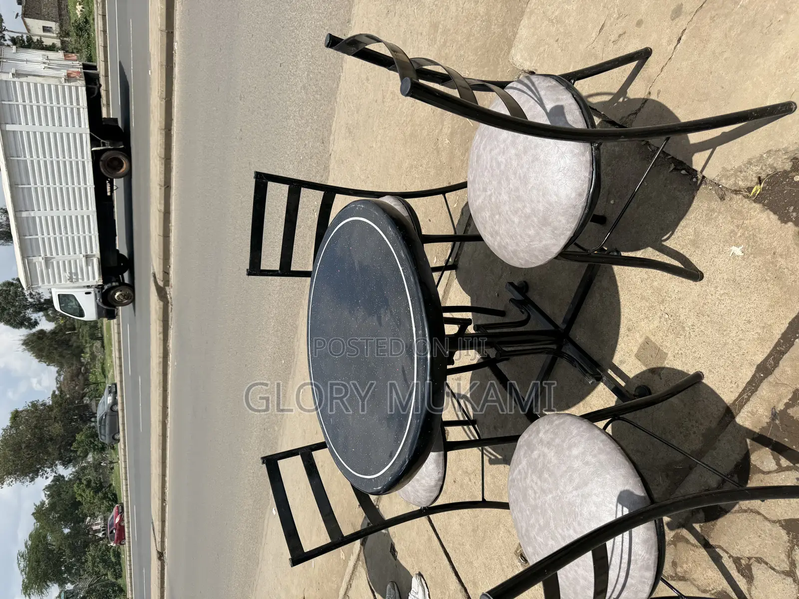 Black Round Table And 4 Chairs Set