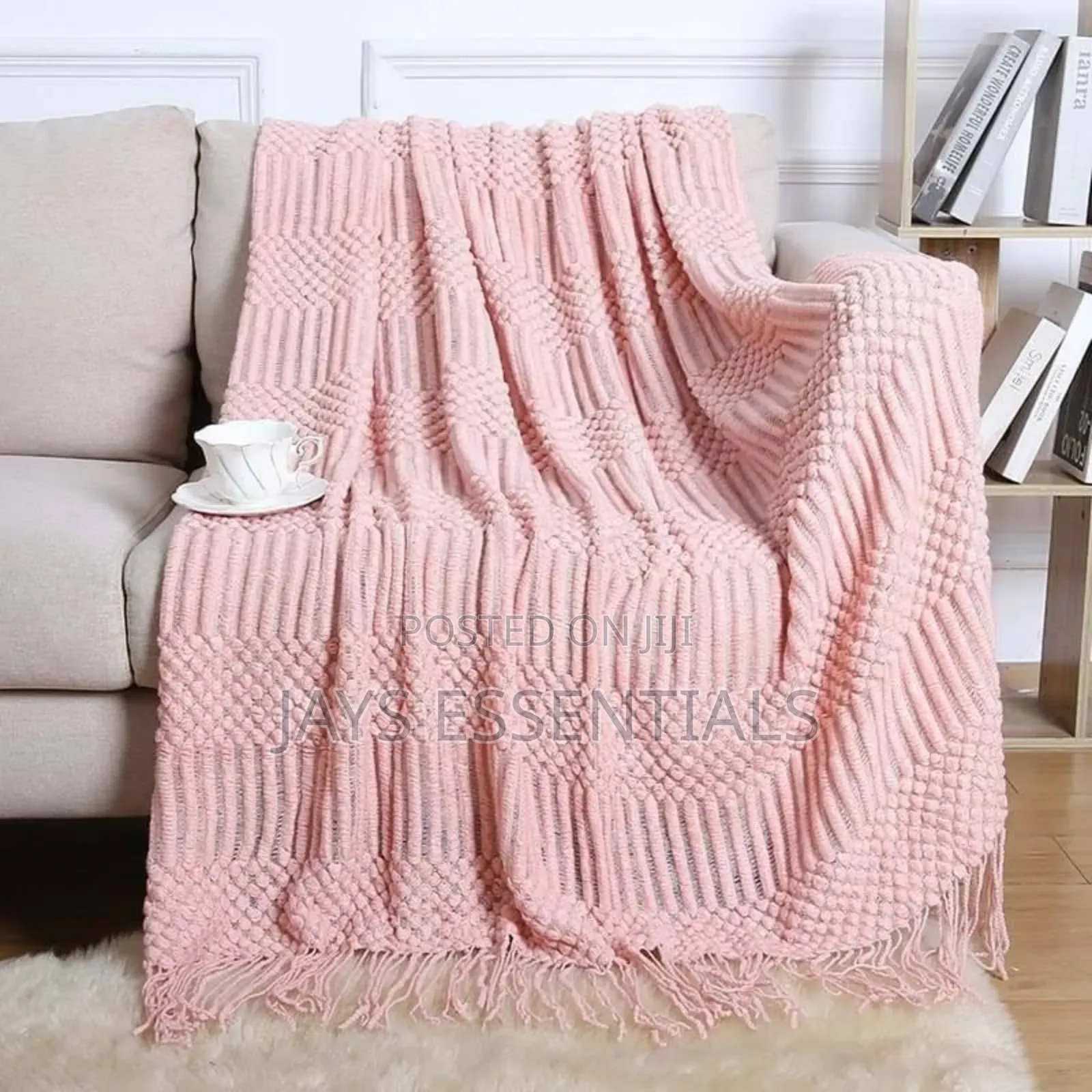 Cashmere Throw Blanket With Tassel