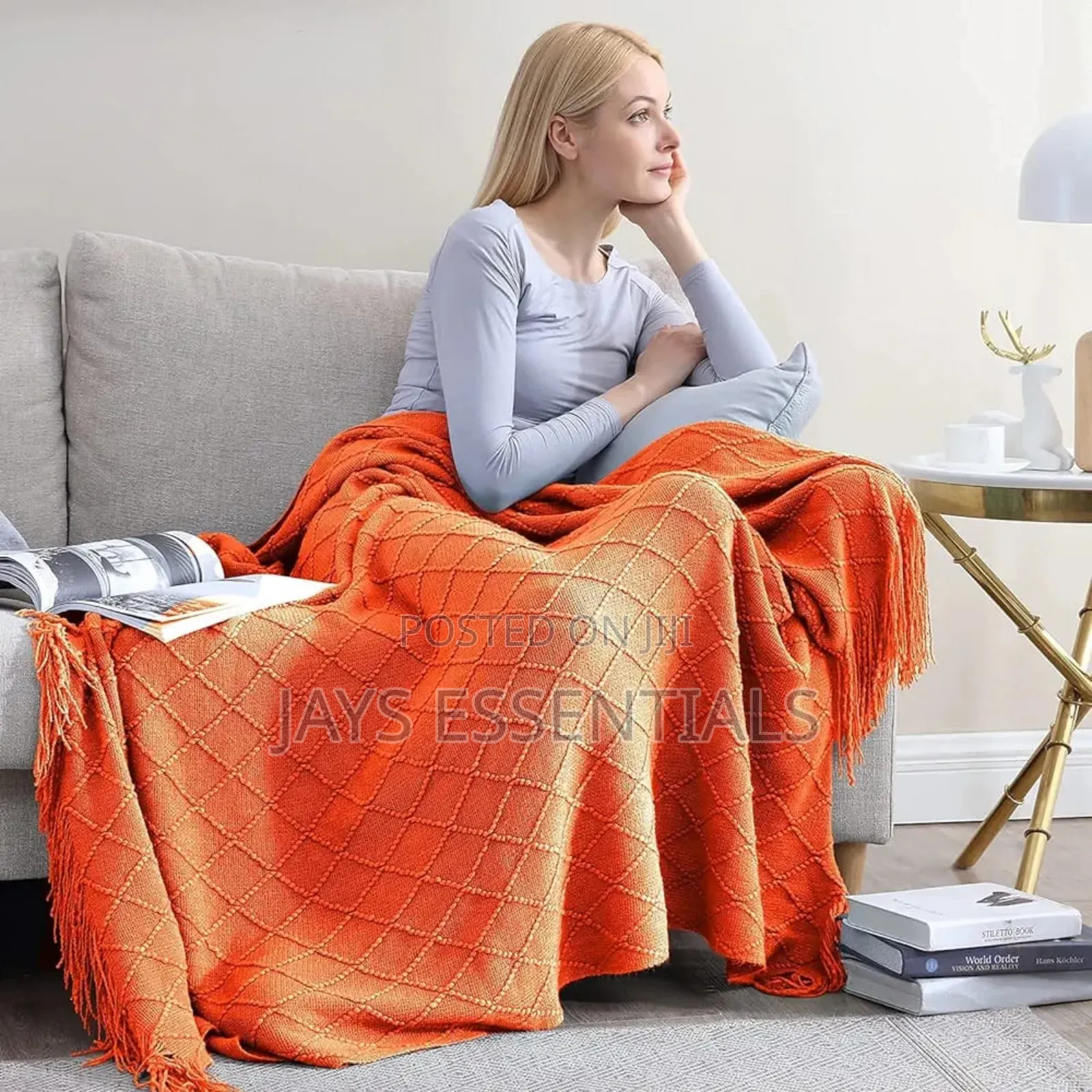 Cashmere Throw Blanket With Tassel