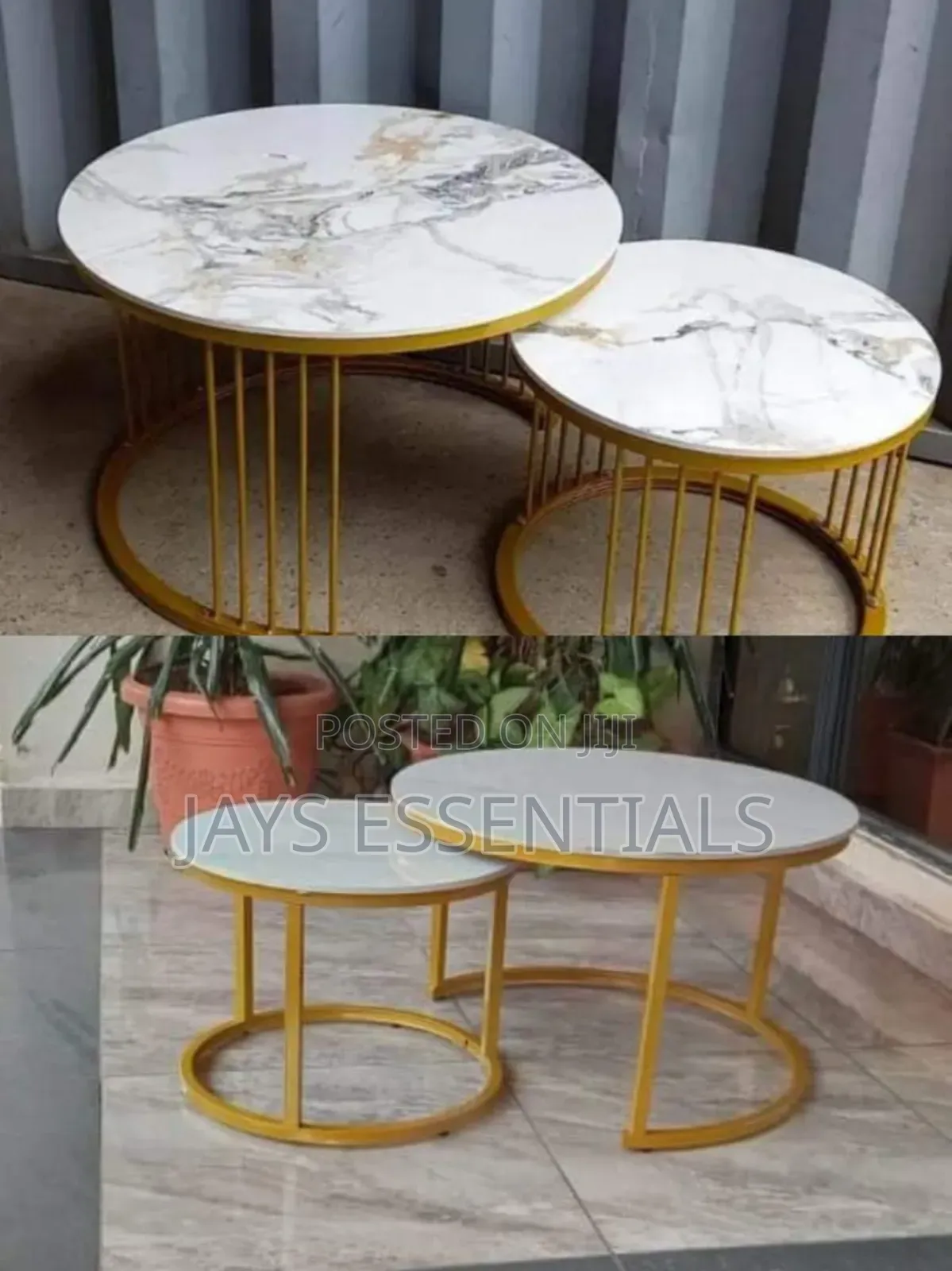 2pc Luxury Marble Table Top Nesting Tables