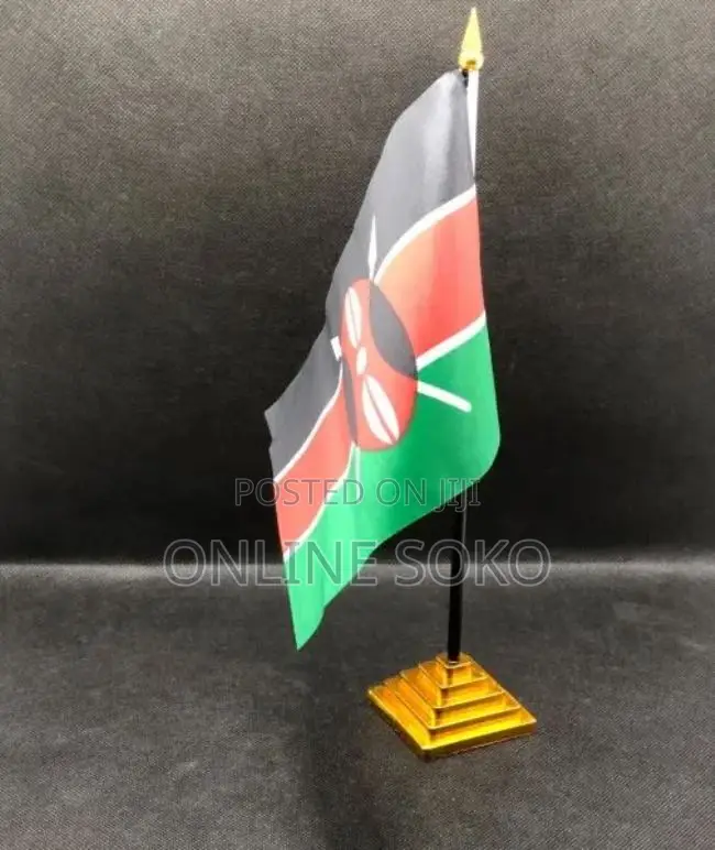 Mini Table Desk Kenya Kenyan Flag Banner Décor Stand