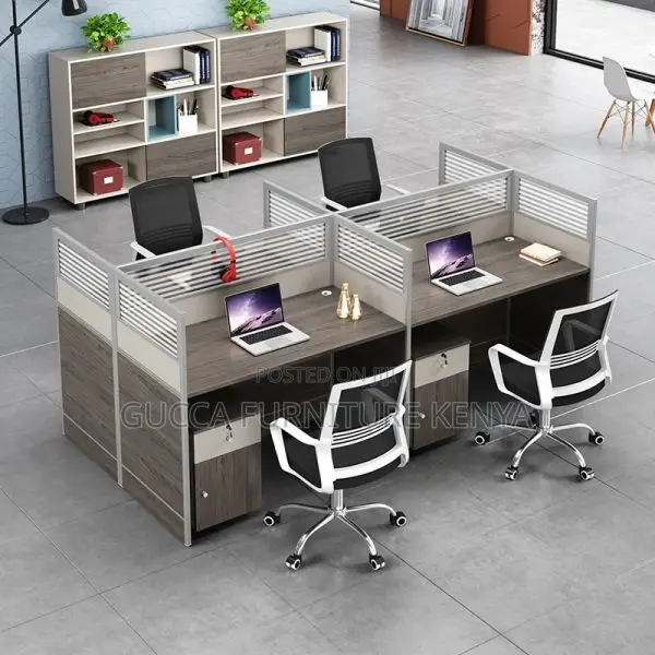 Workstations: 4-Person Dual-Base Computer Workstation Desk