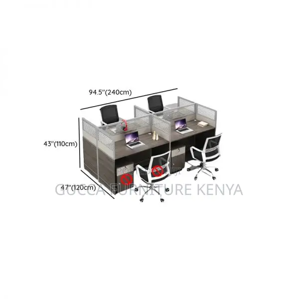 Workstations: 4-Person Dual-Base Computer Workstation Desk