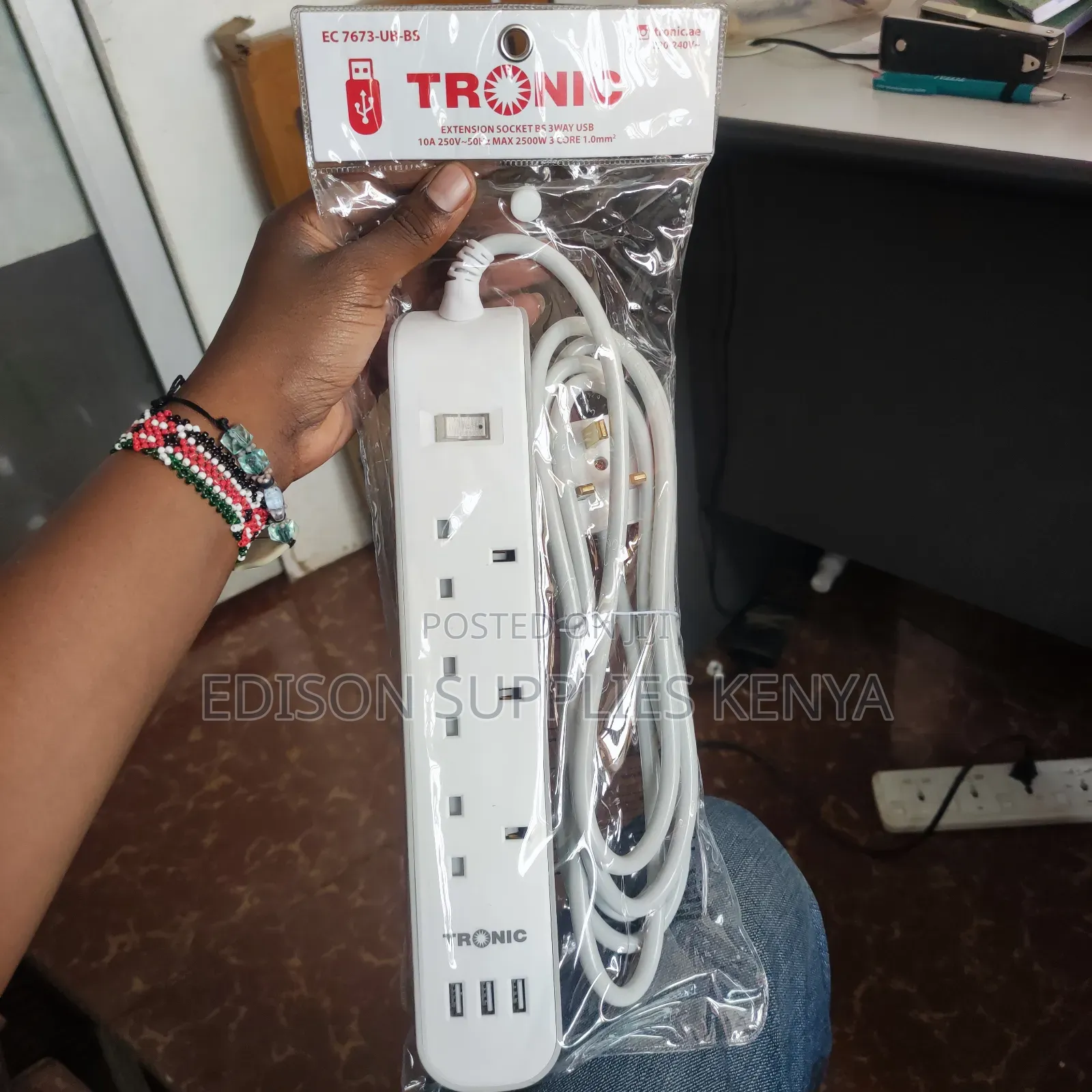Tronic Extension Cable 3 Way Socket With 3 Usb Ports