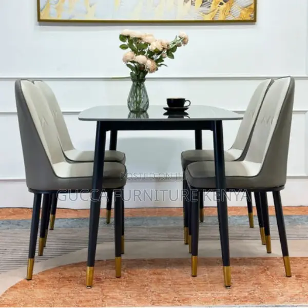 Dining Set: Monet 4-Chair Stone Dining Table Set