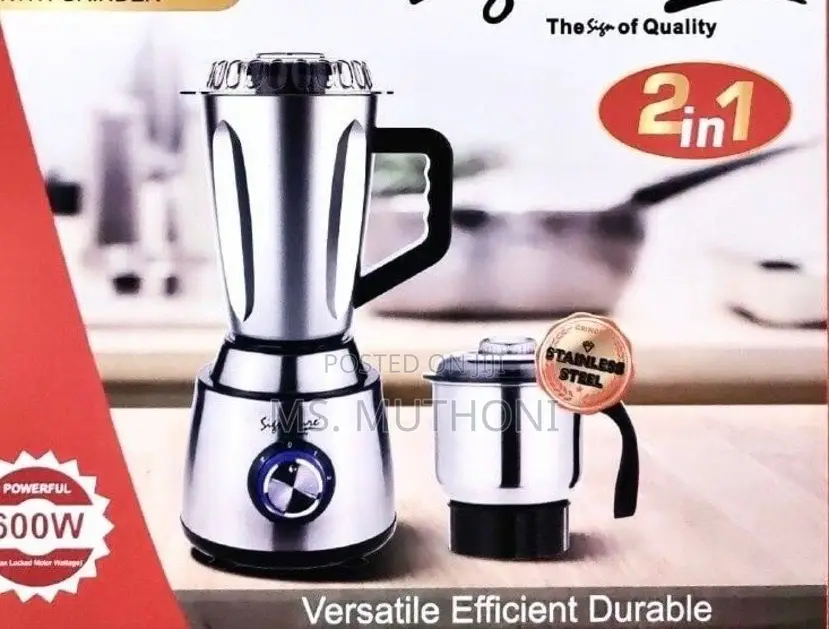 2 in 1 Signature Stainless Steel Electric Blender W/Grinder