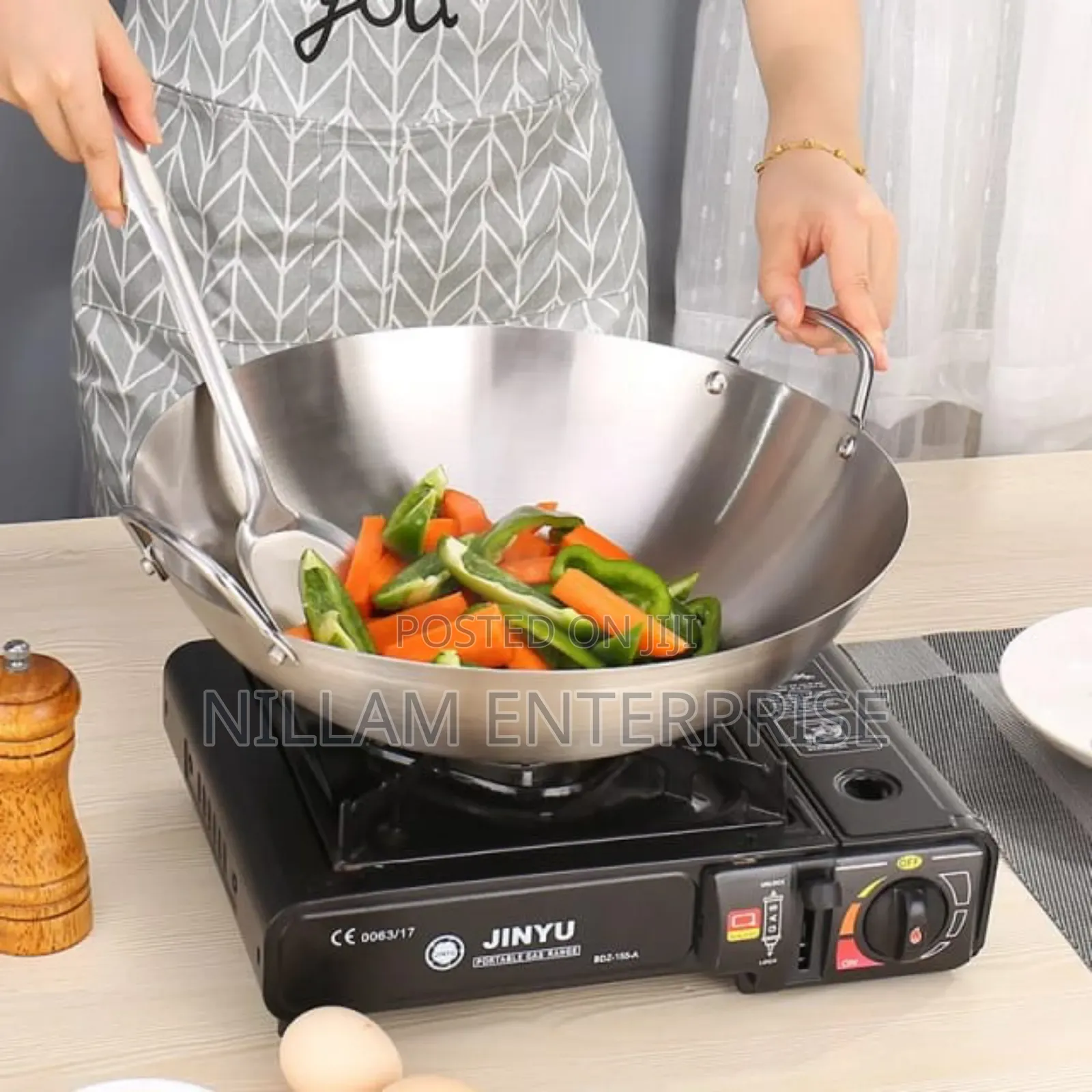 Thickened Heavy Gauge Aluminium Wok Frying Pan 34cm