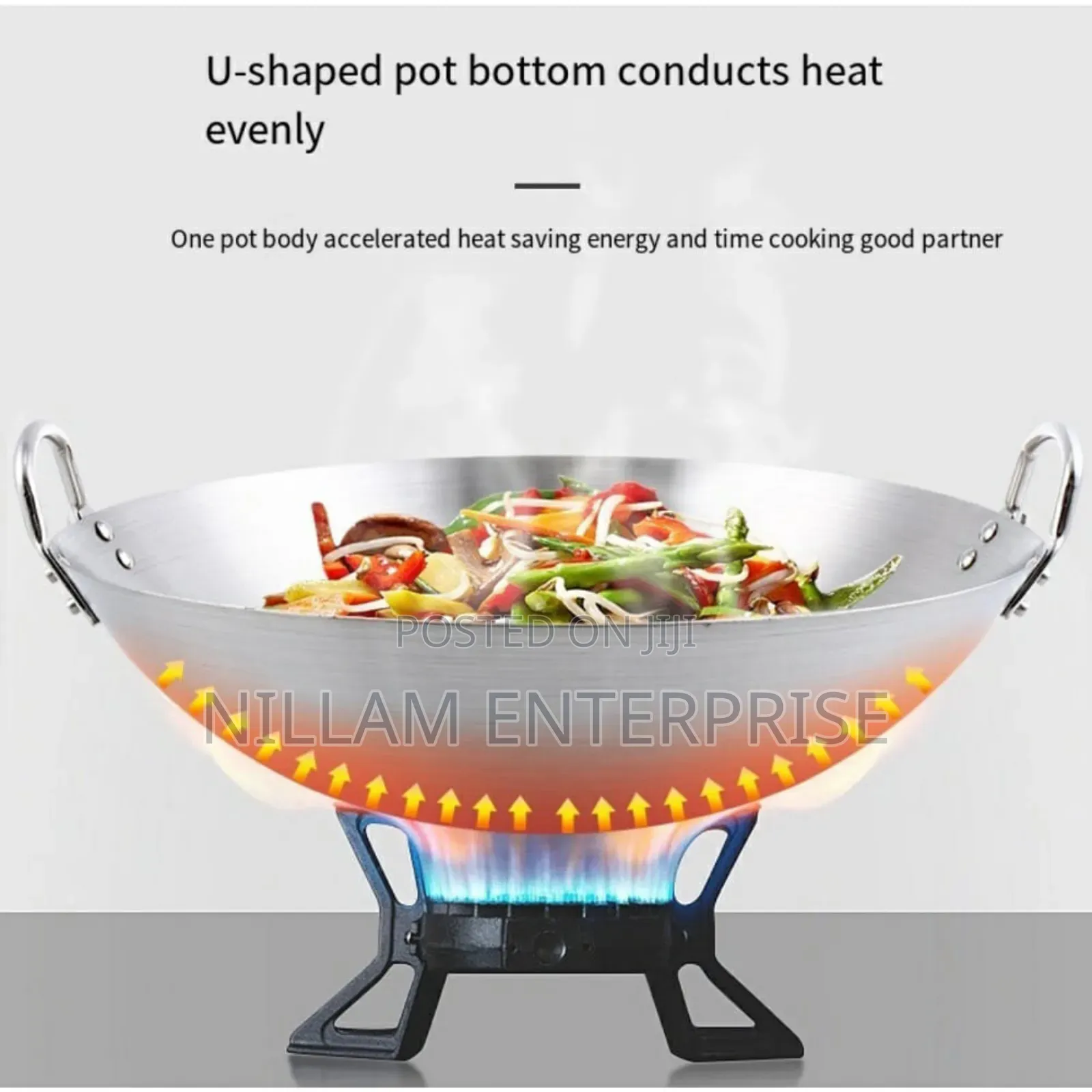 Thickened Heavy Gauge Aluminium Wok Frying Pan 34cm