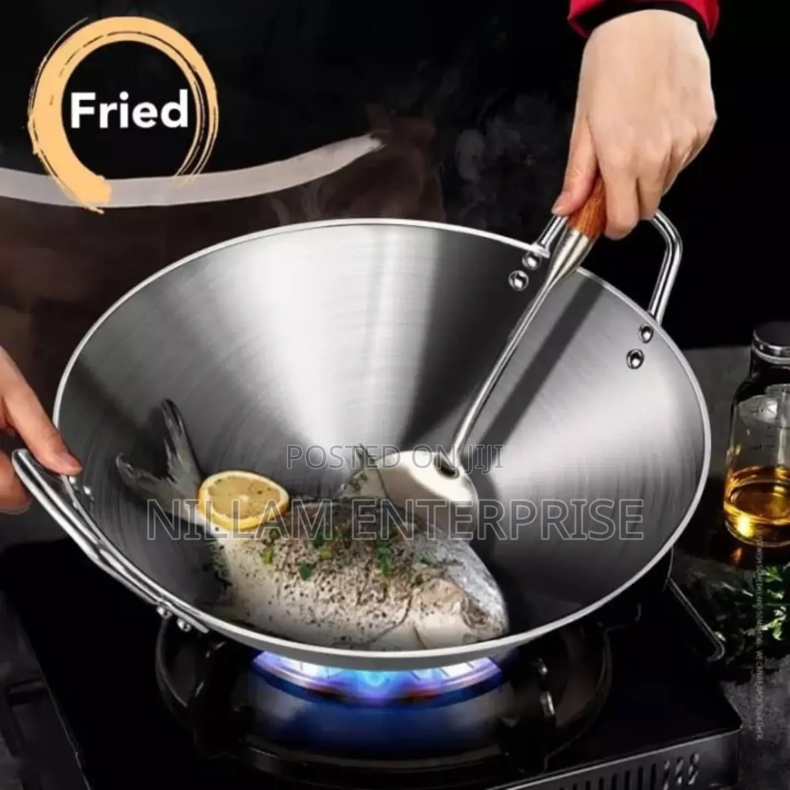 Thickened Heavy Gauge Aluminium Wok Frying Pan 34cm