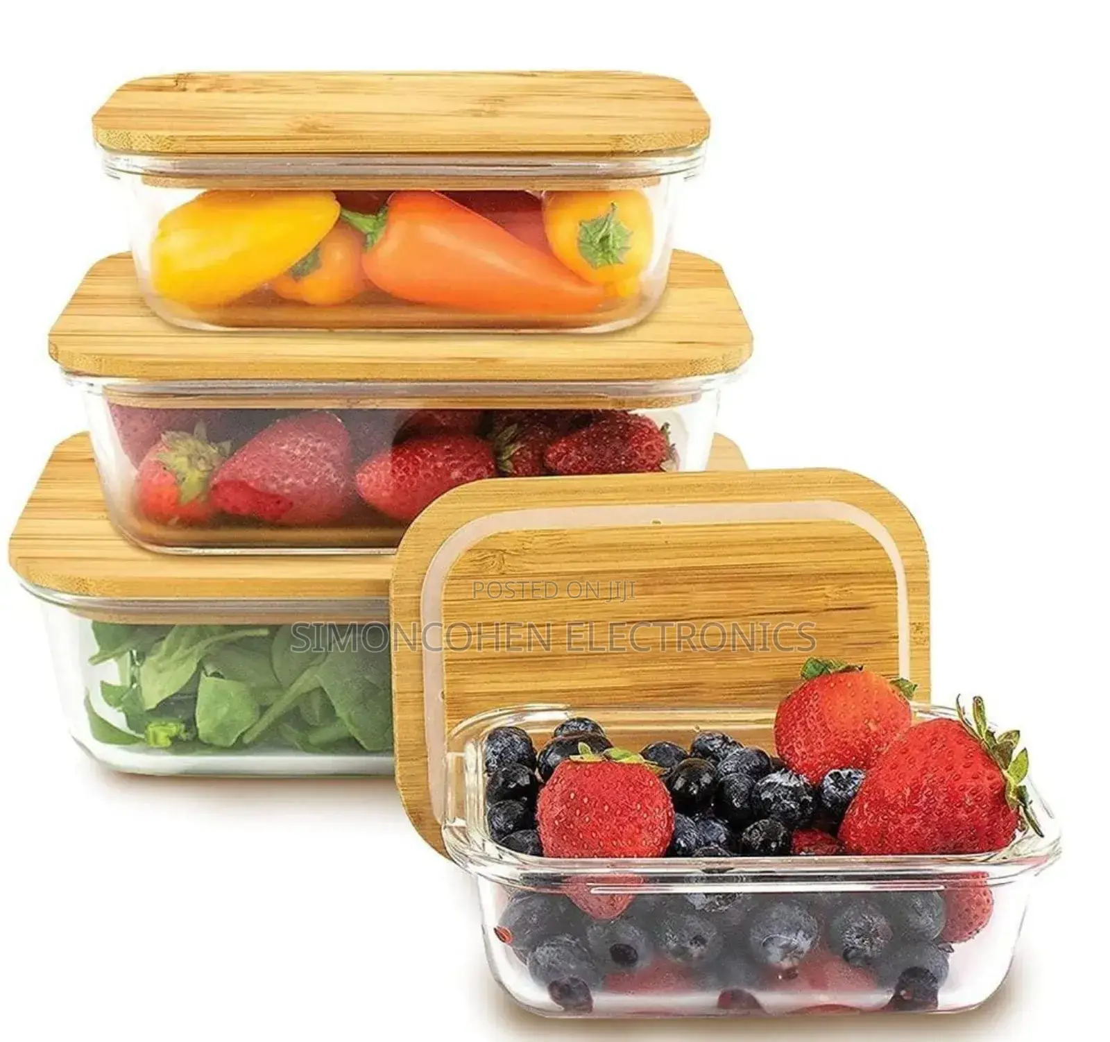 4in1 Lock Fresh 4pcs Heavy Glass Food Storage Containers