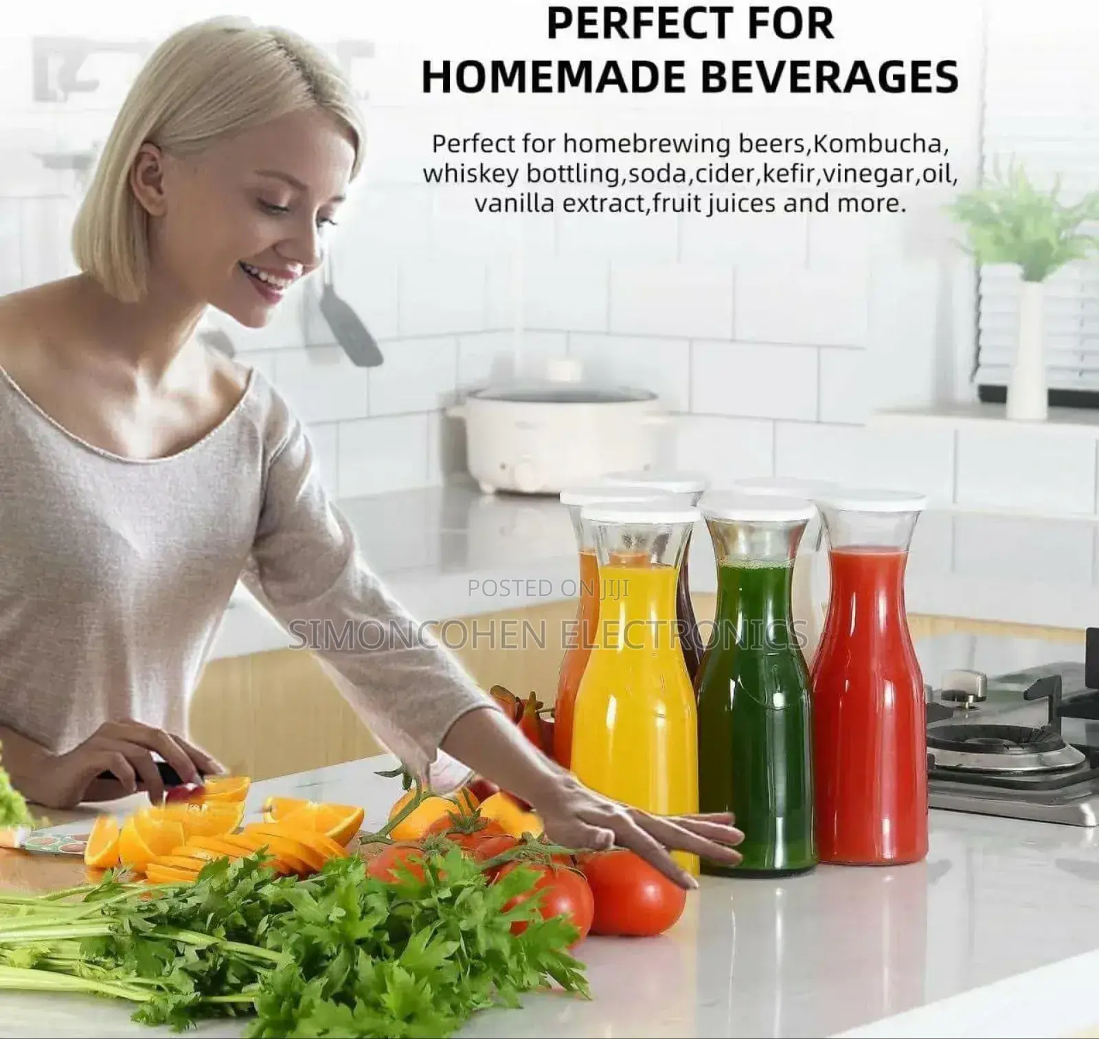 1l Glass Carafe With White Lid