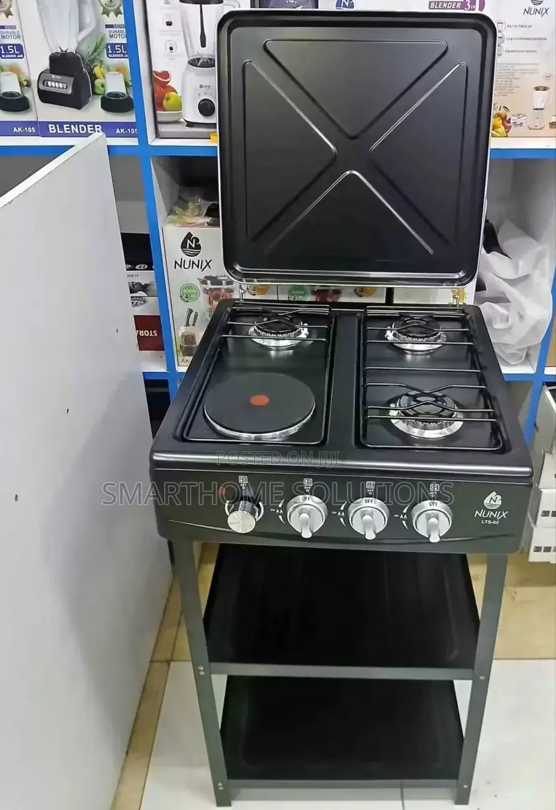 3 Gas +1 E Plate Standing Cooker W/Shelves - Gas Saving