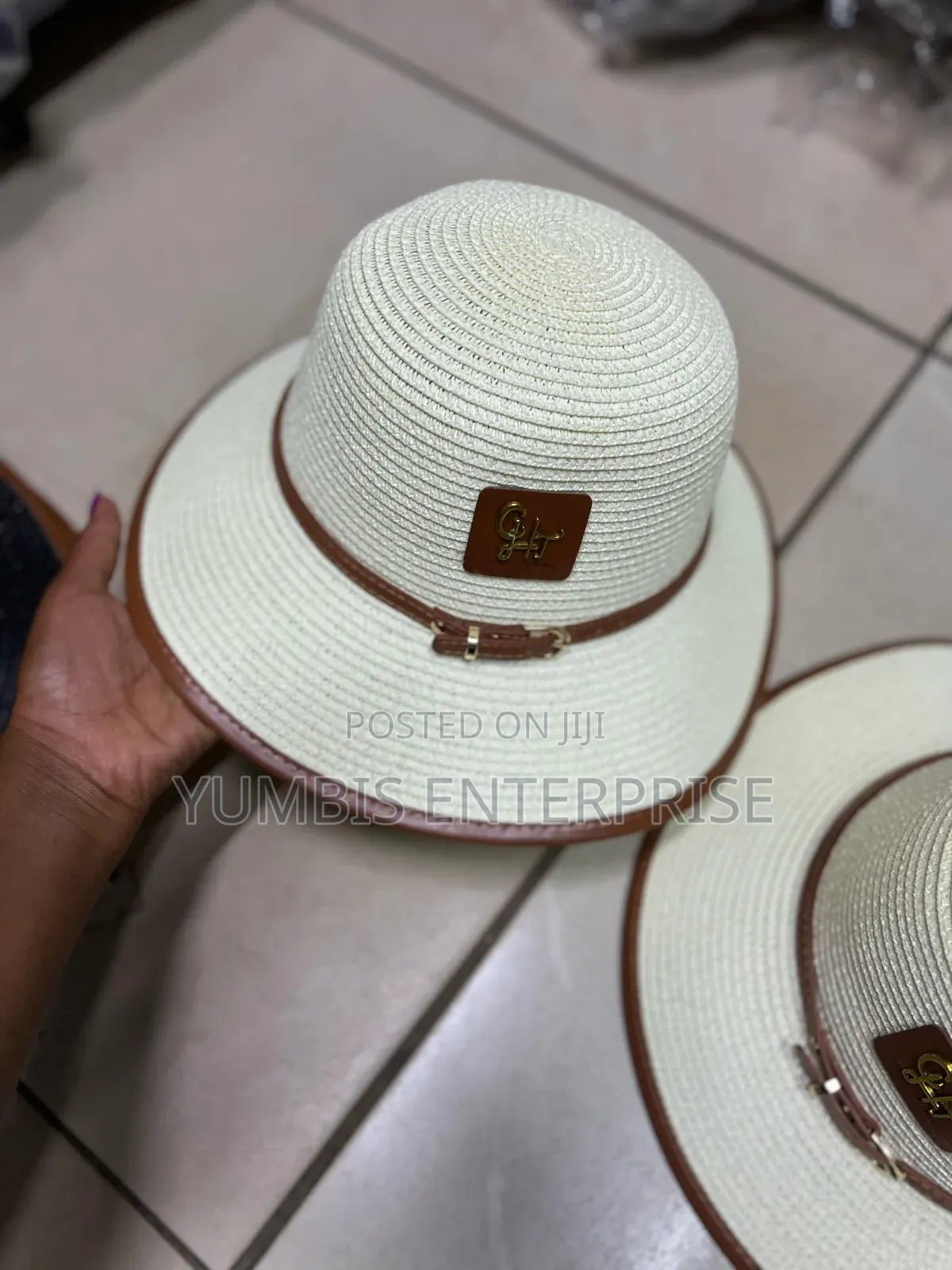 Cream White  Women's Boater Straw Summer  Hats at 900 KSH