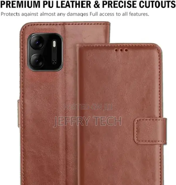 Pfoam Flip Cover for Tecno Pop 7 (Brown, Dual