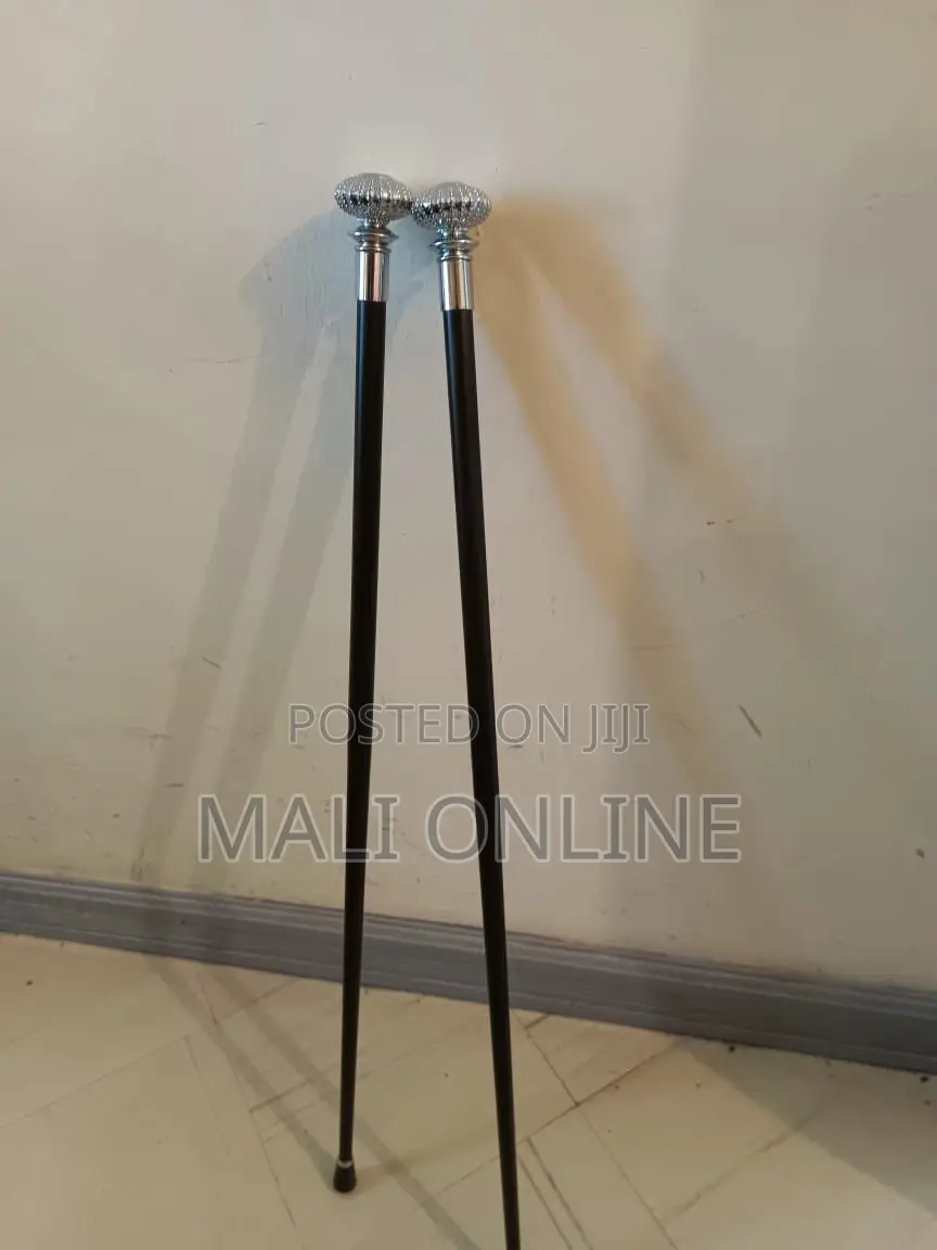 Walking Stick With Metal Handle Round Silver Head