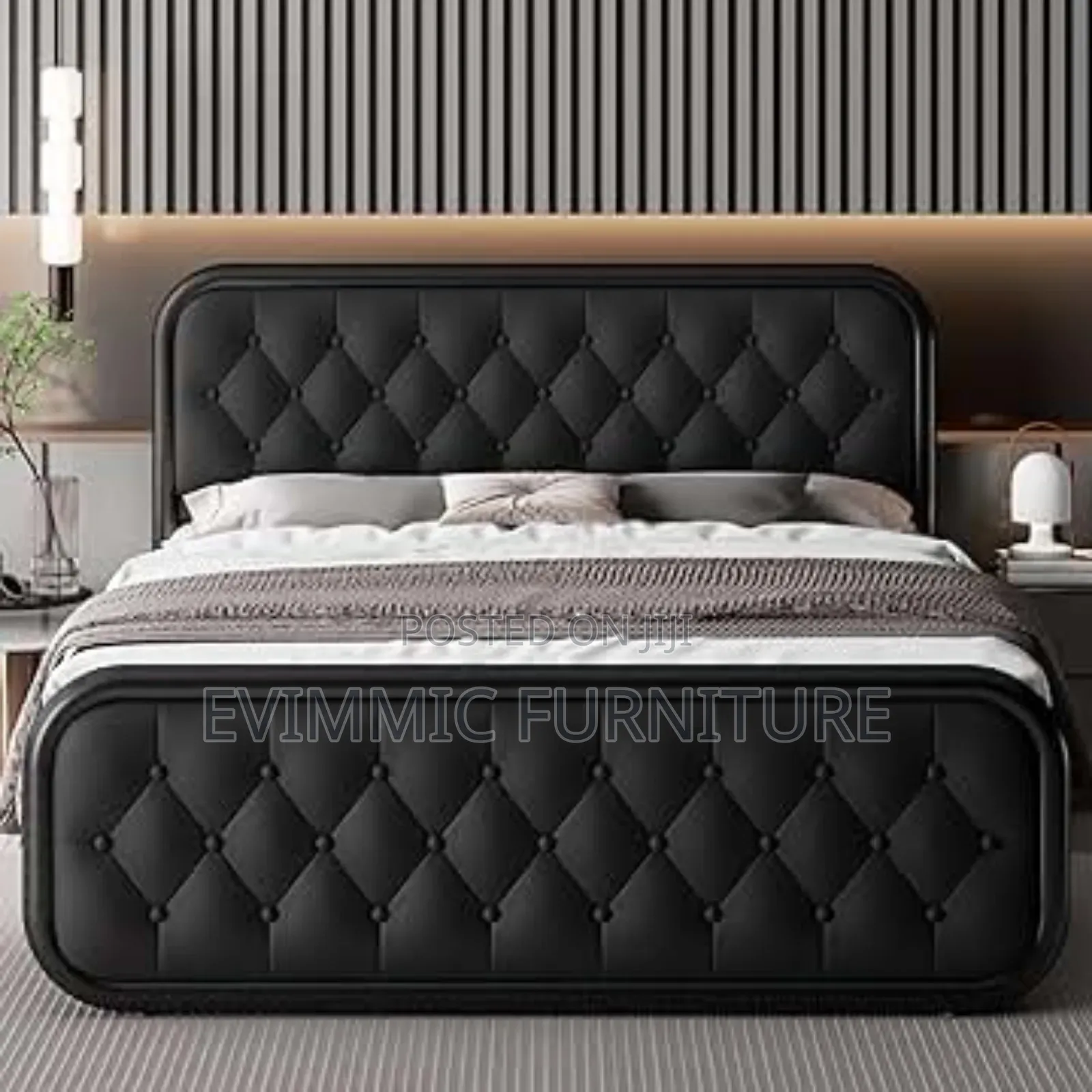 Queen Size Metallic Frame in Upholstery