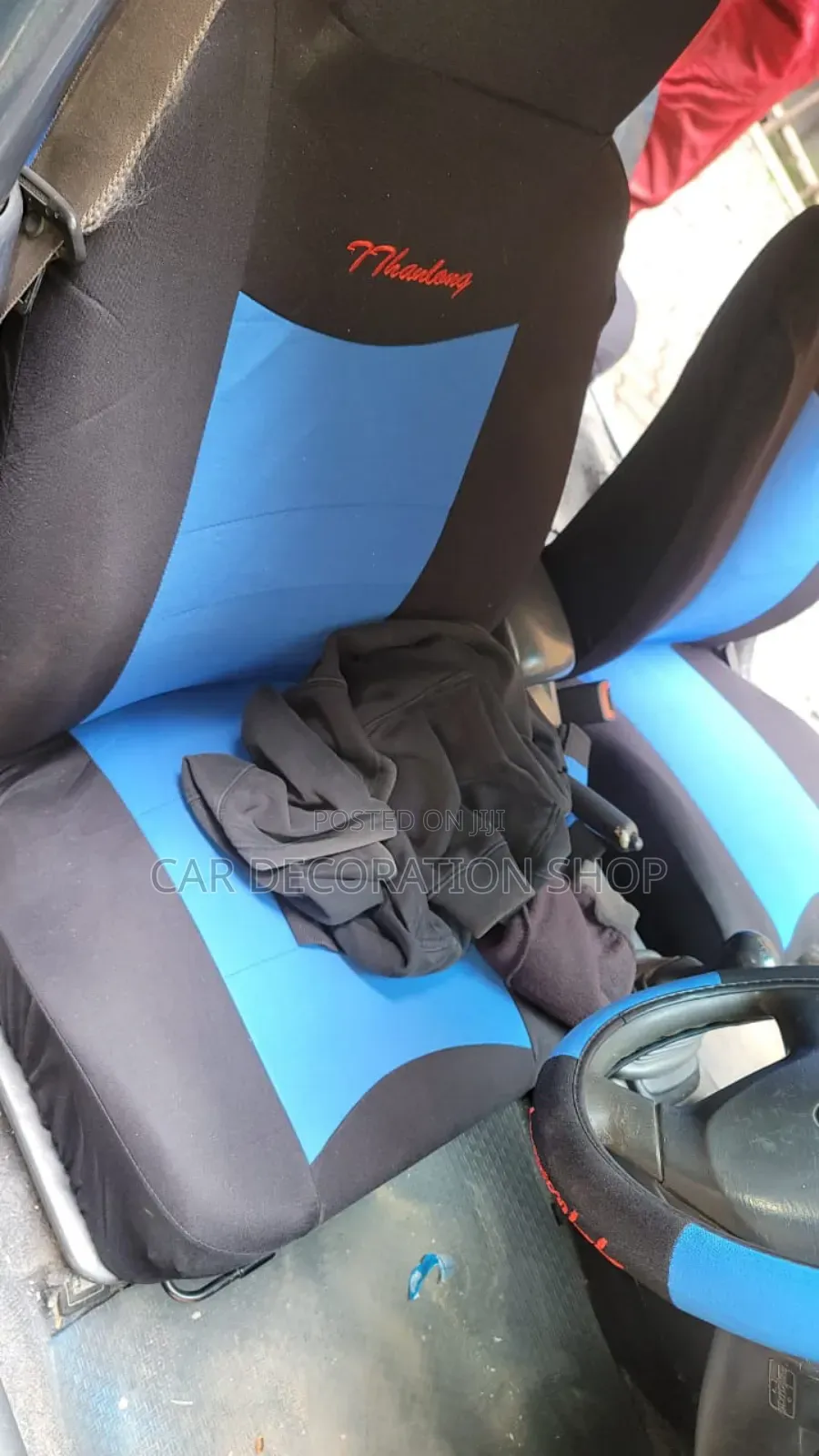 Blue Black Light Fabric Washable Seat Covers