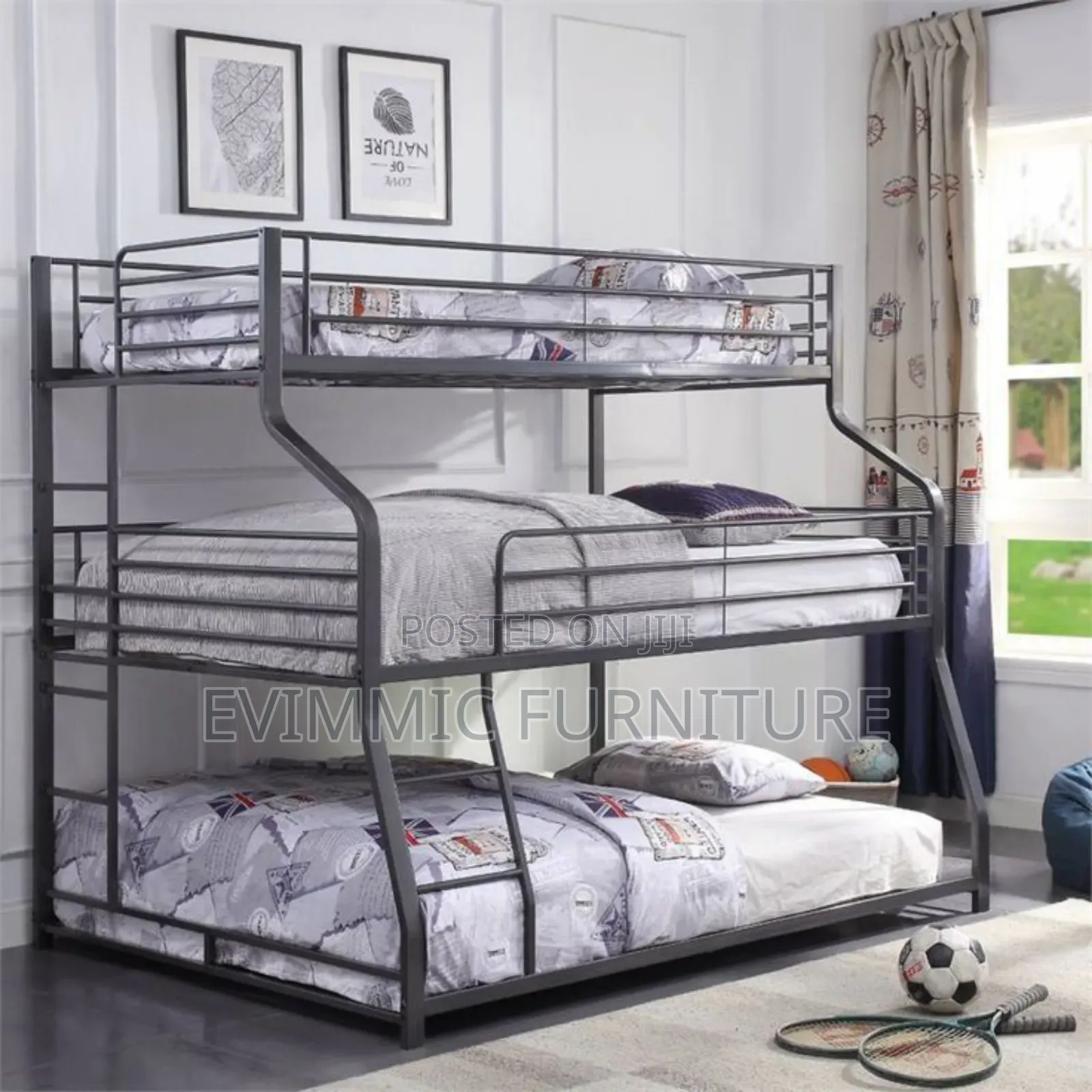 Black Tripple Sleepers Metal Bunk Bed