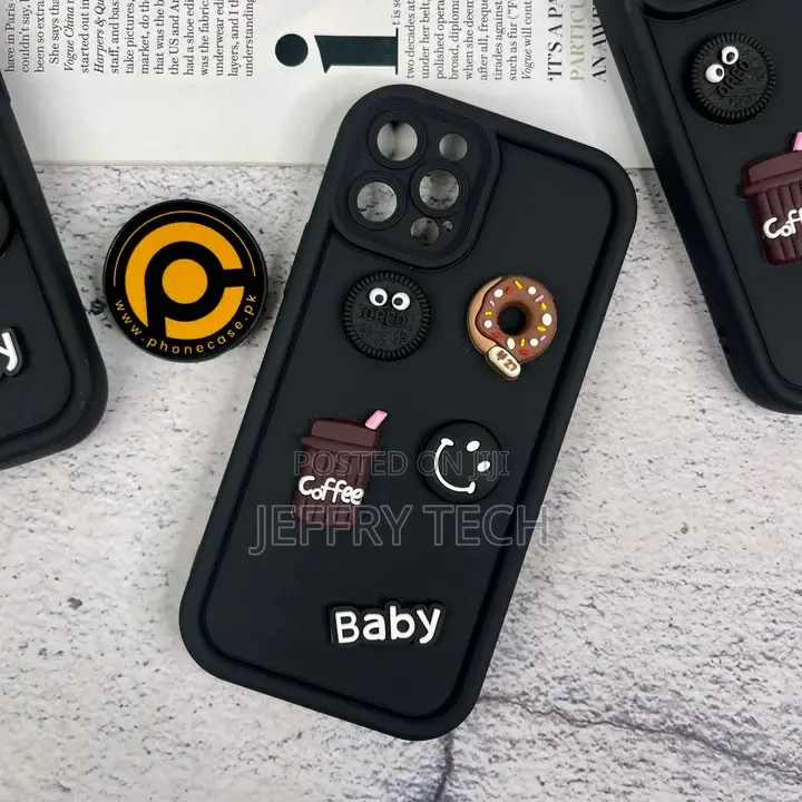 iPhone 11 Pro Max Donut Coffee Cookie Icons Silicon Case