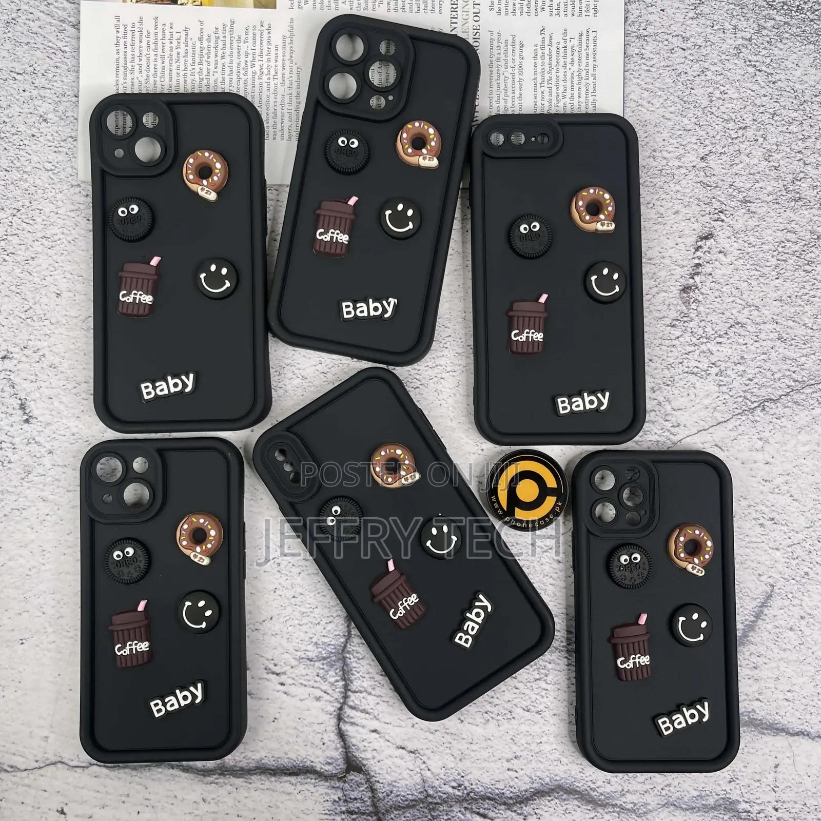 iPhone 11 Pro Max Donut Coffee Cookie Icons Silicon Case