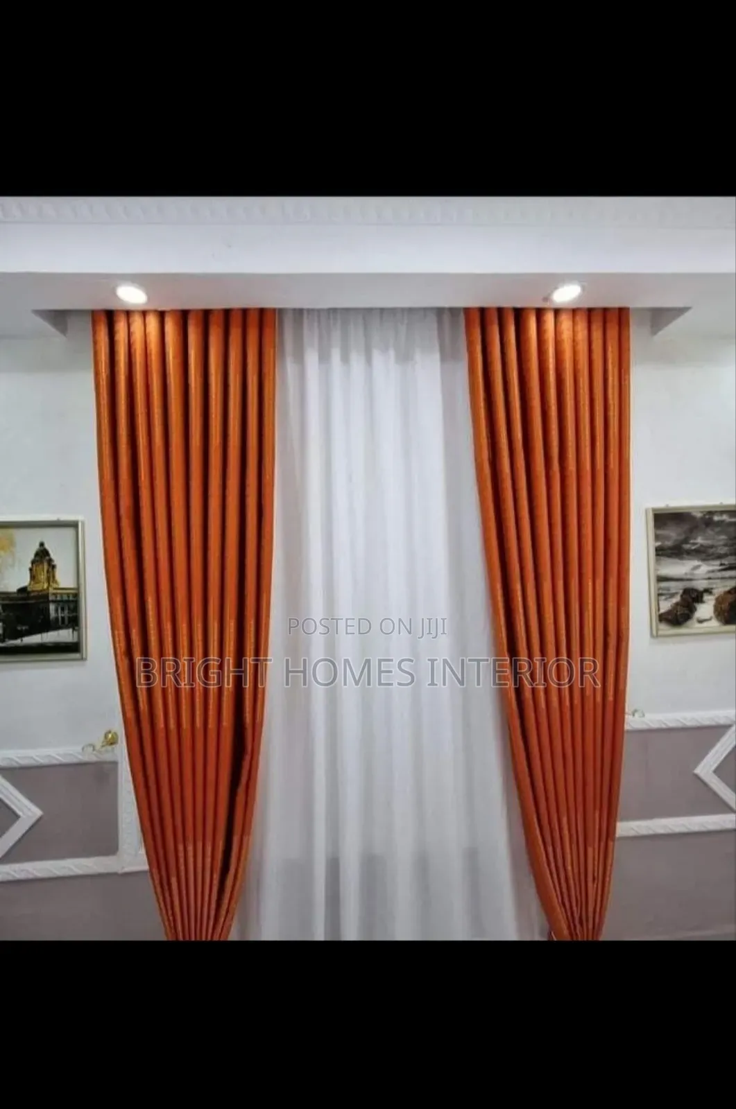 Orange Quality Material Curtain Available