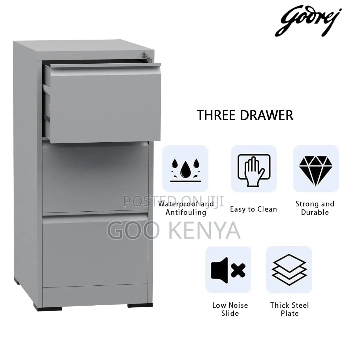 Office Cabinet; 3-Drawers Steel Office Cabinet