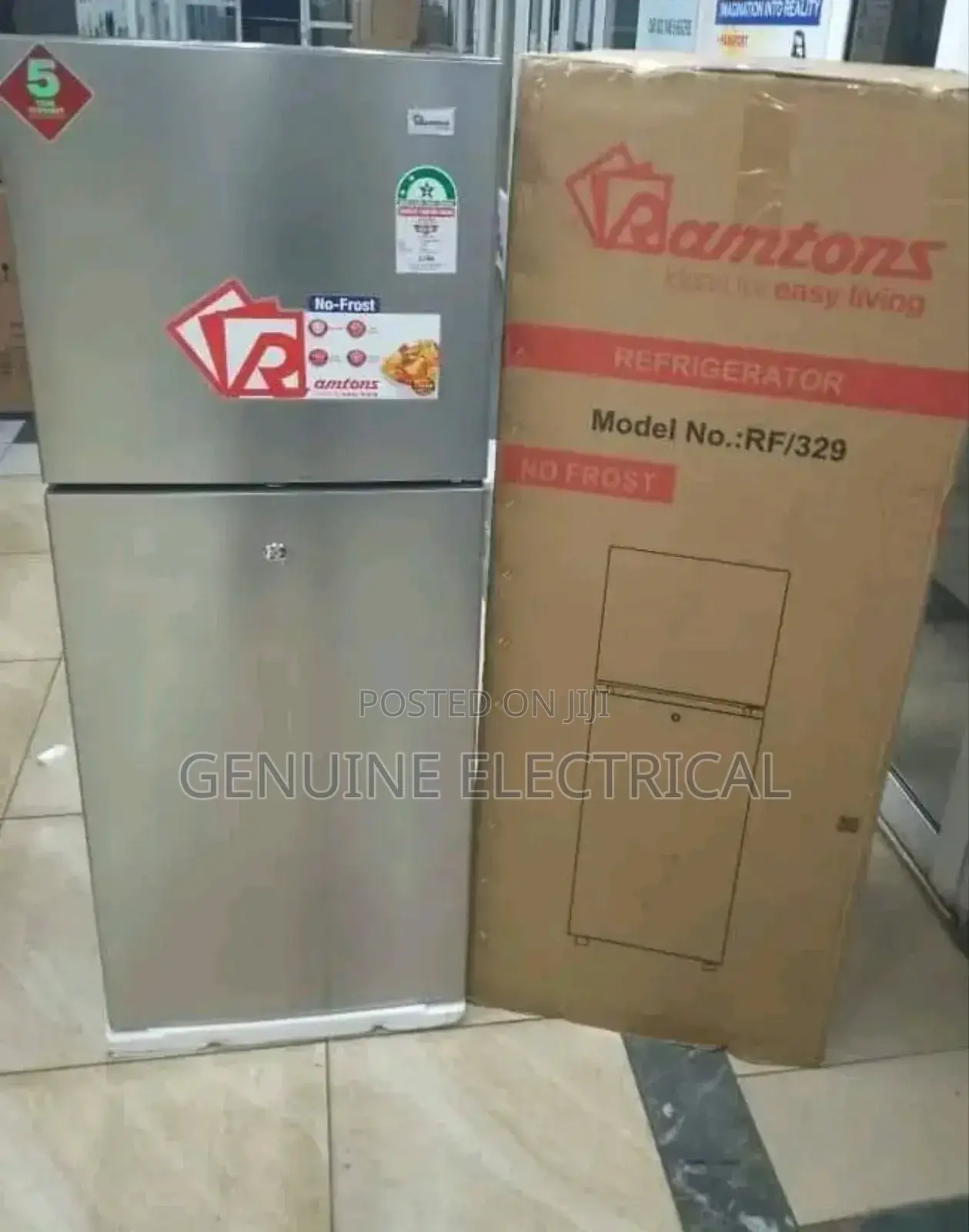 188 Litres Double Door No Frost Fridge, Silver- Rf/329.