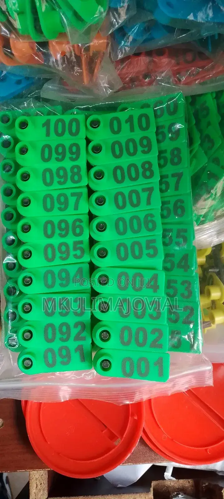 001-100 Slim Green Ear Tags Numbered New