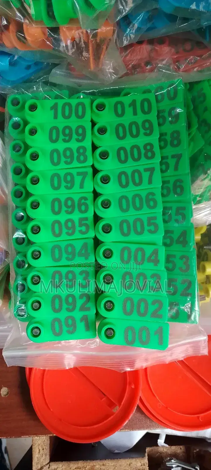 001-100 Slim Green Ear Tags Numbered New