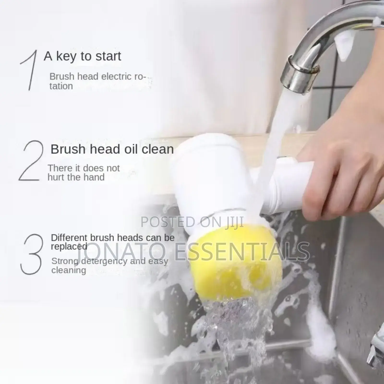 Electric Spin Scrubber With 3 Replaceable Heads