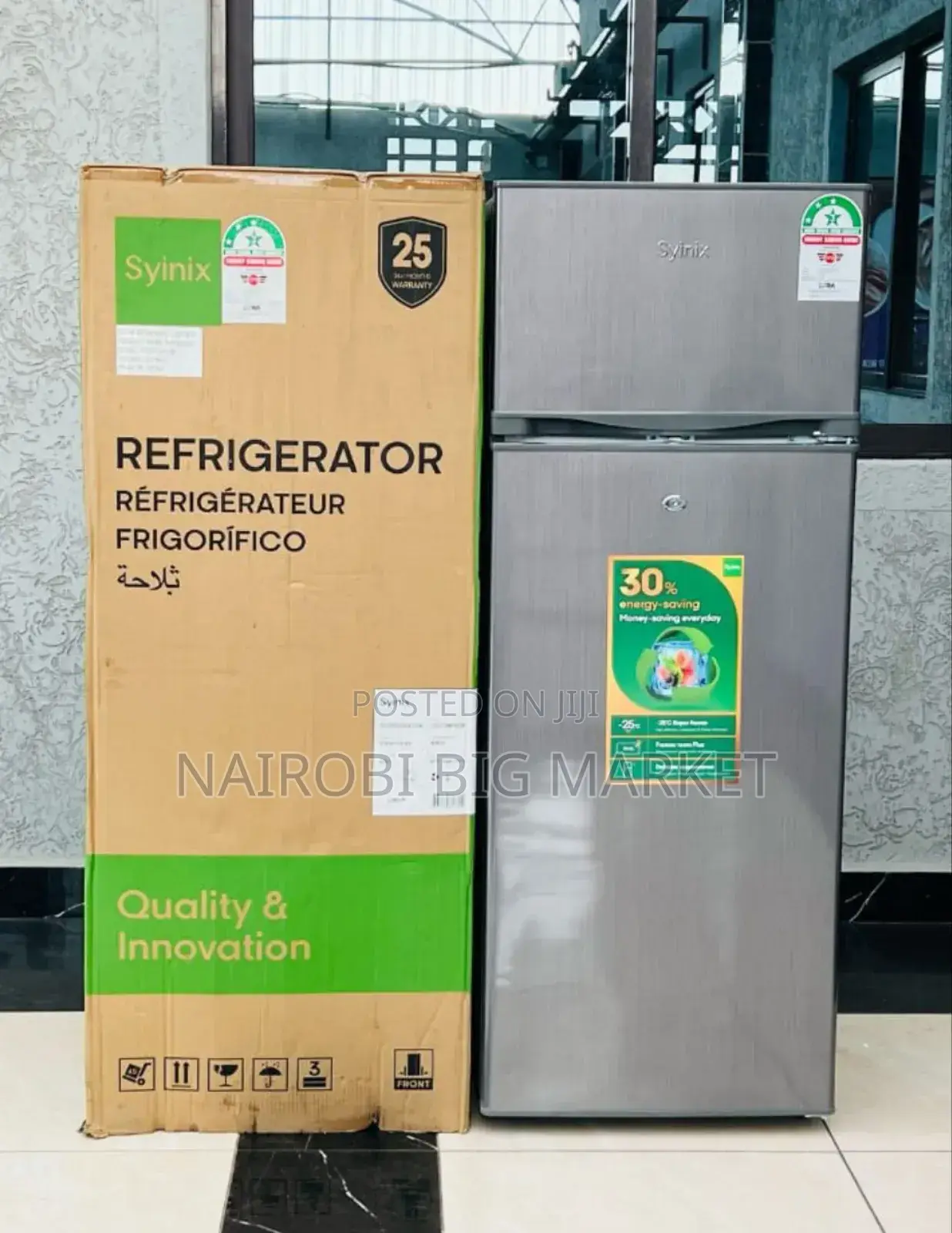Syinix 210ltrs Double Fridge.
