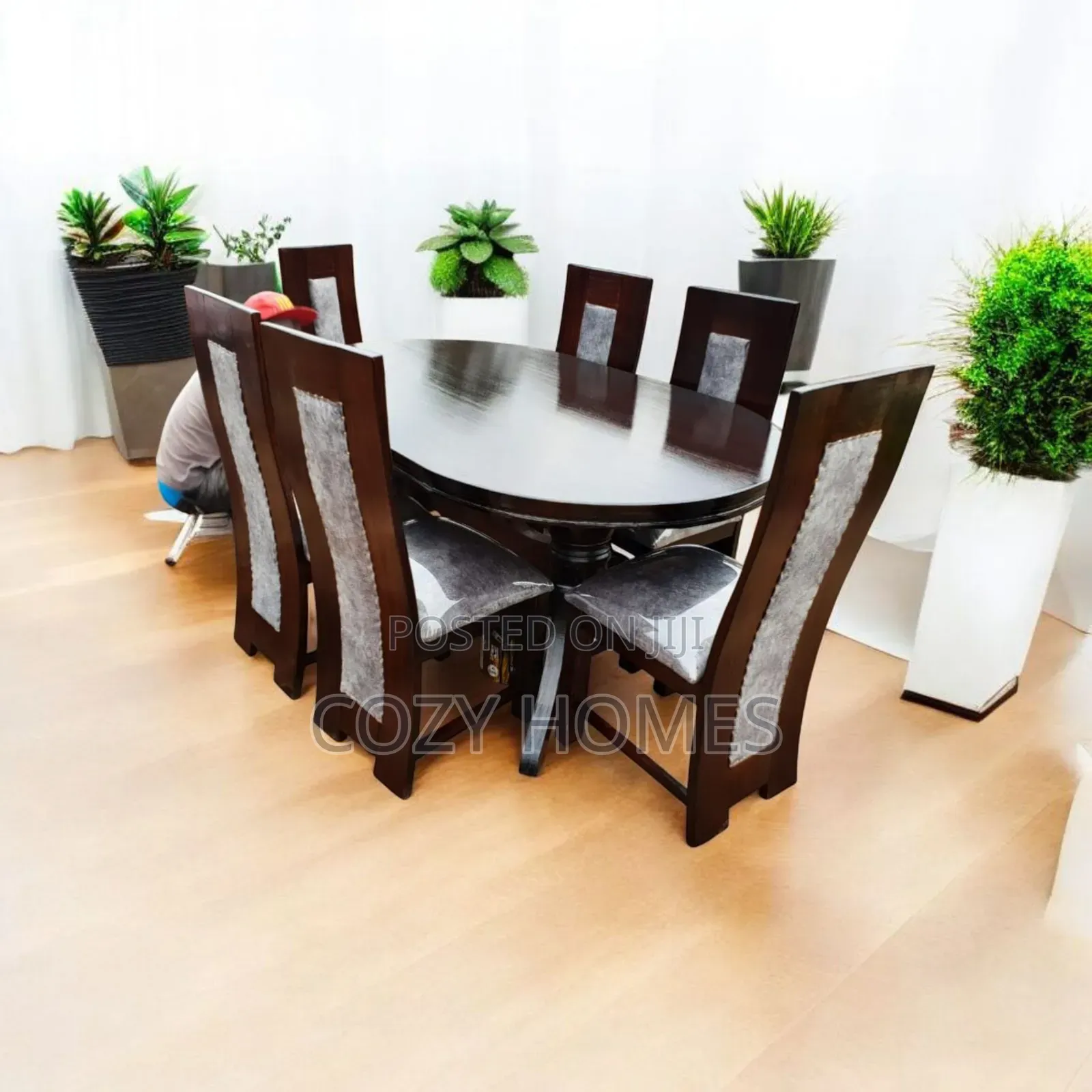 Dining Set, Modern Walnut Dining Set for 6