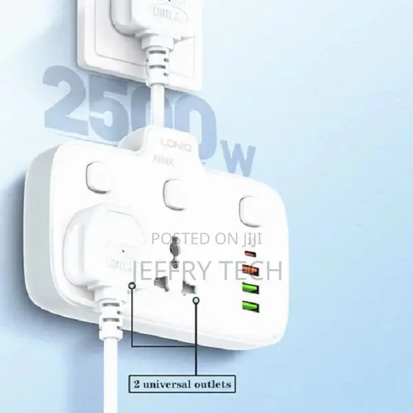 Ldnio 2 Universal Outlets Wall Power Socket 2500w With 1pd,