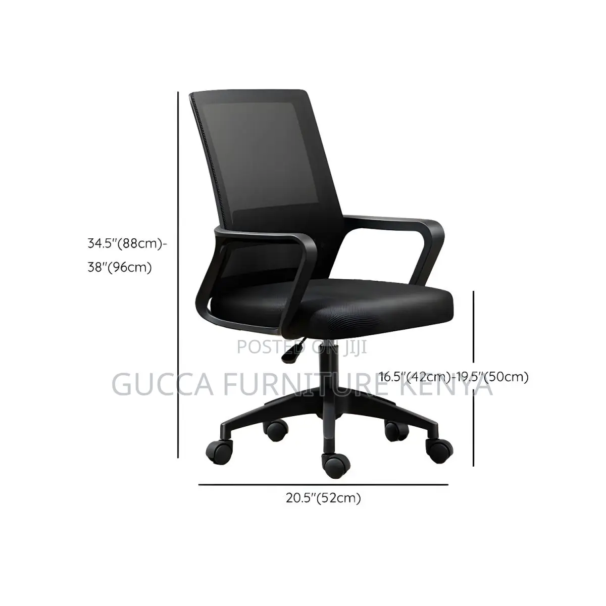 Office Chairs:Adjustable Mid-Back Office Chair on Casters