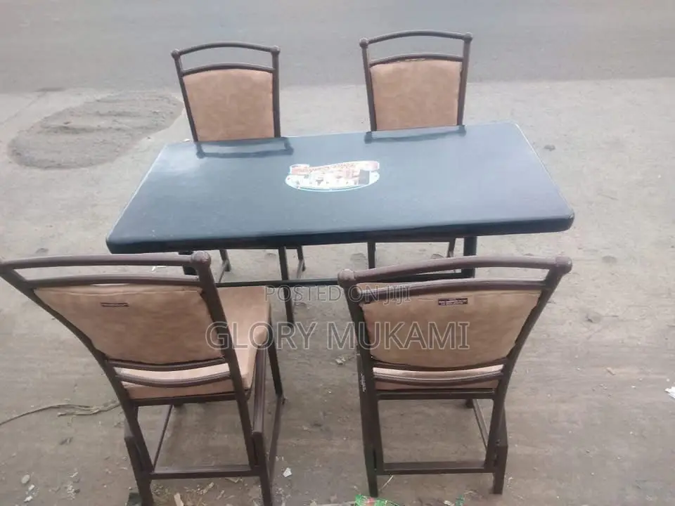 Black 4by 2 Table And Restaurant &Bar Chairs