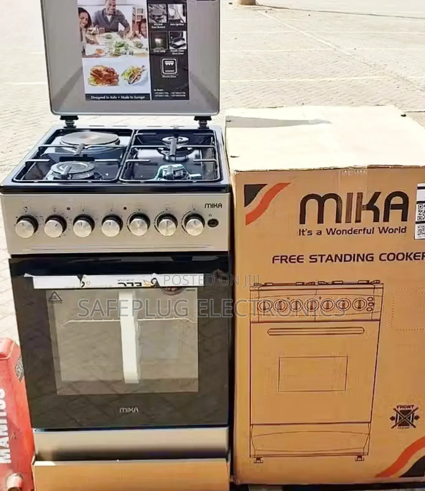 Mika Standing Cooker, Rotisserie, Silver Body 50×60 - 3 +1