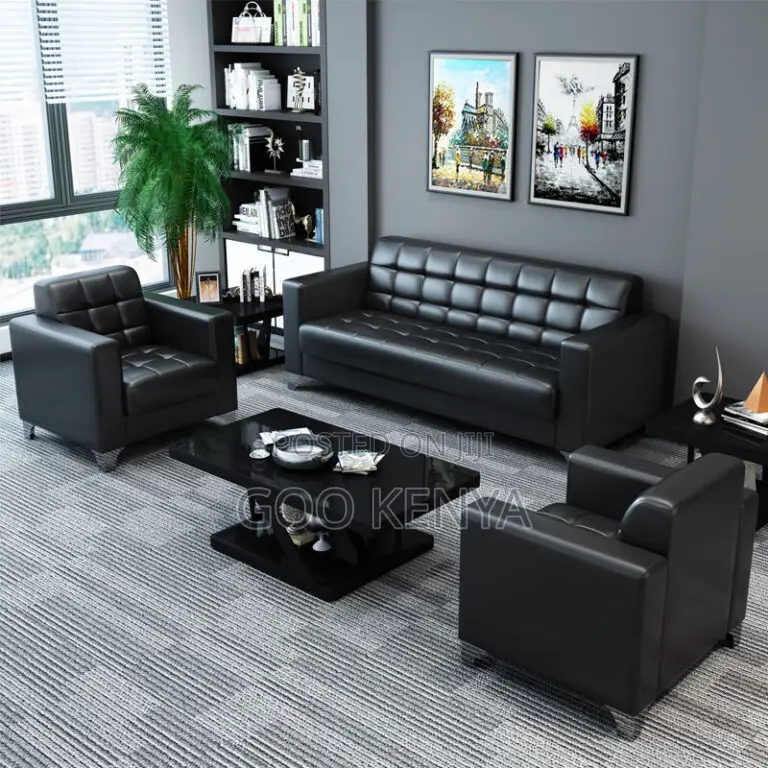 Office Sofa; 5-Seater Executive Office Leather Sofa