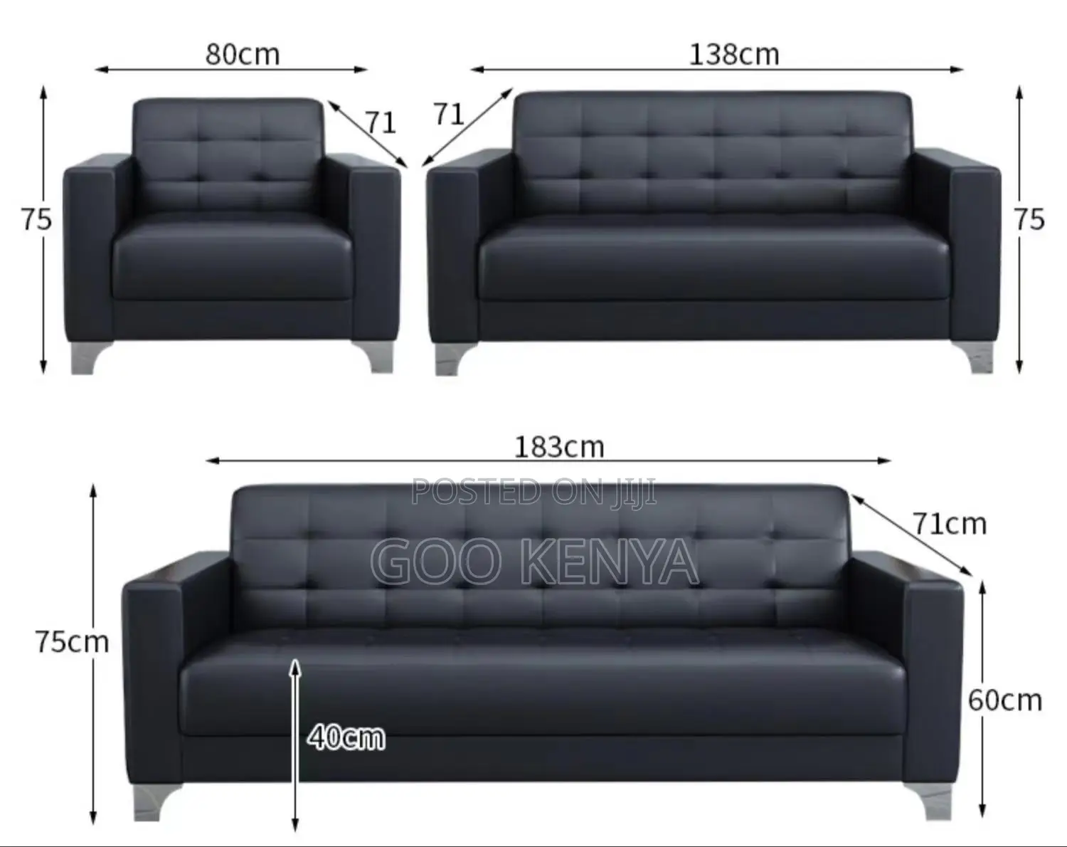 Office Sofa; 5-Seater Executive Office Leather Sofa
