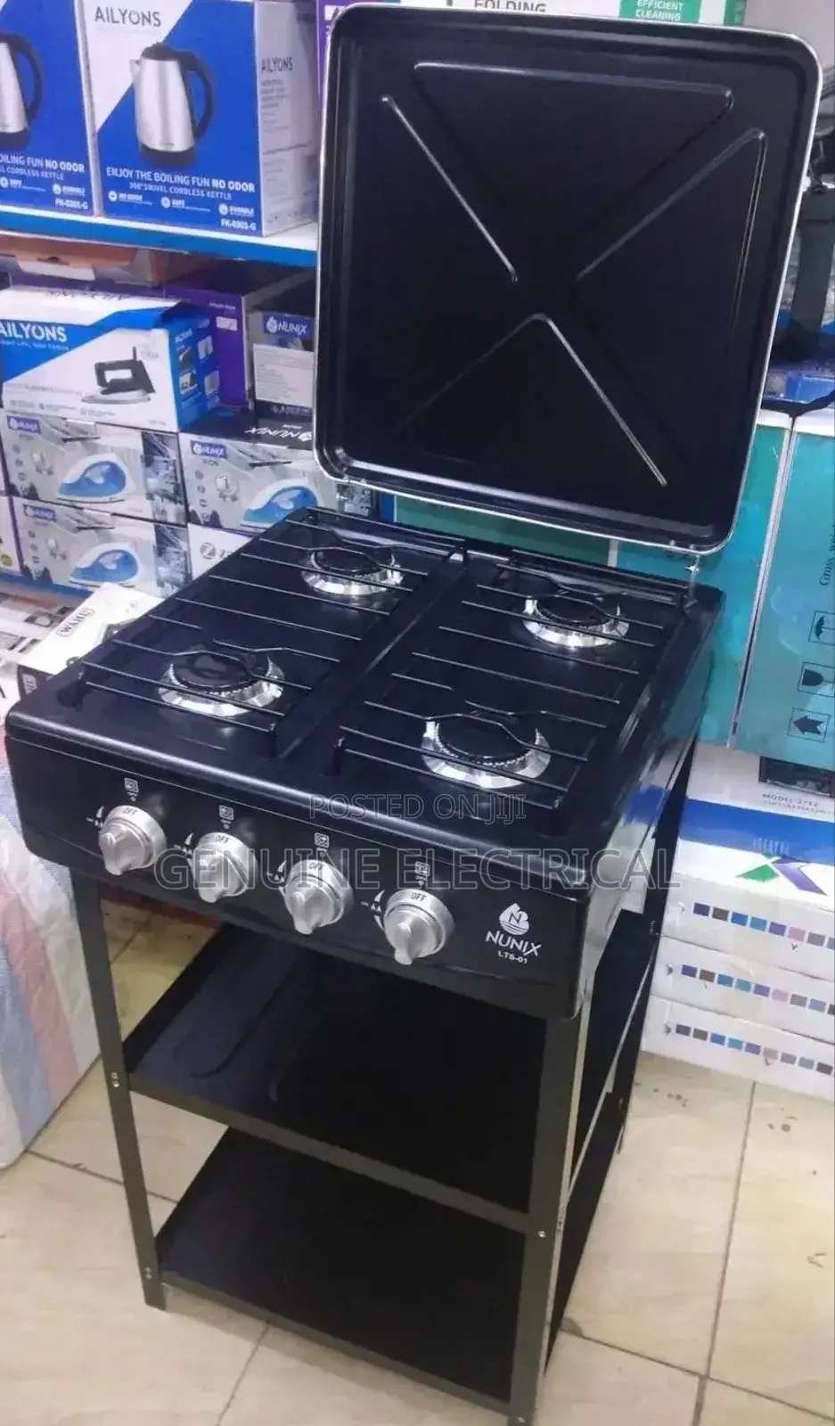 Nunix Gas (Four Burners)Table Top Cooker With Shelves