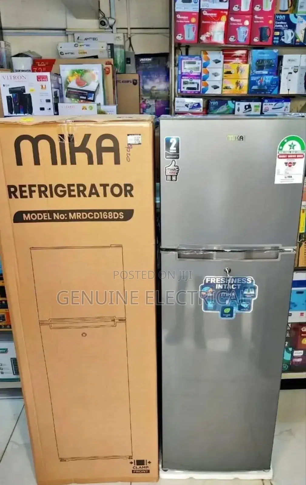 Mika 168l Double Door Fridge With Free Fridge Guard