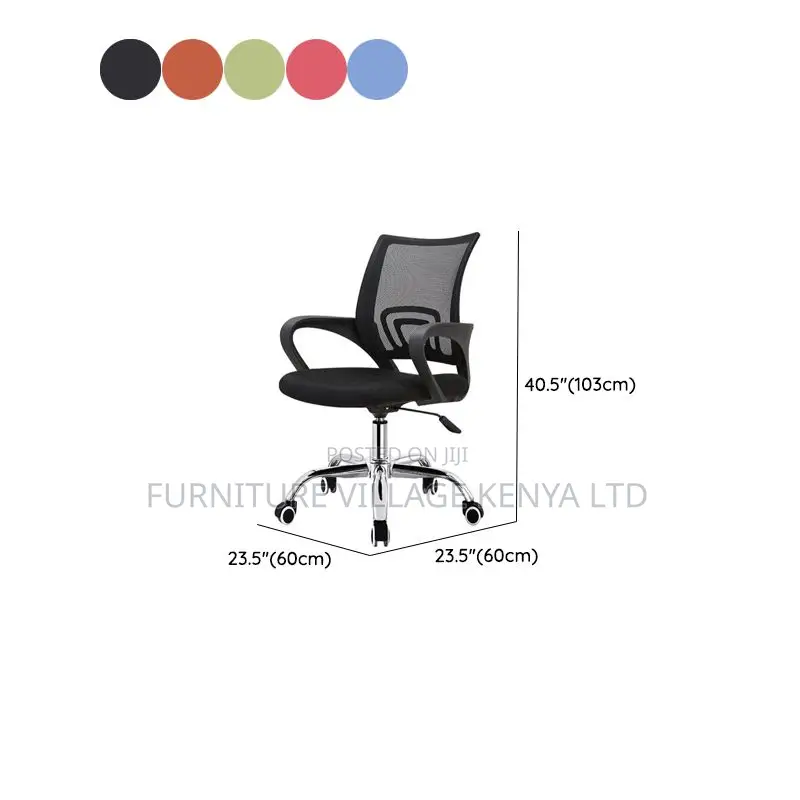 Office Chair:Contoured Midback Office Chair With Swivel Base