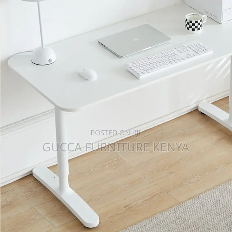 Office Tables:120cm Multi-Tiered White Wood Standing Desk