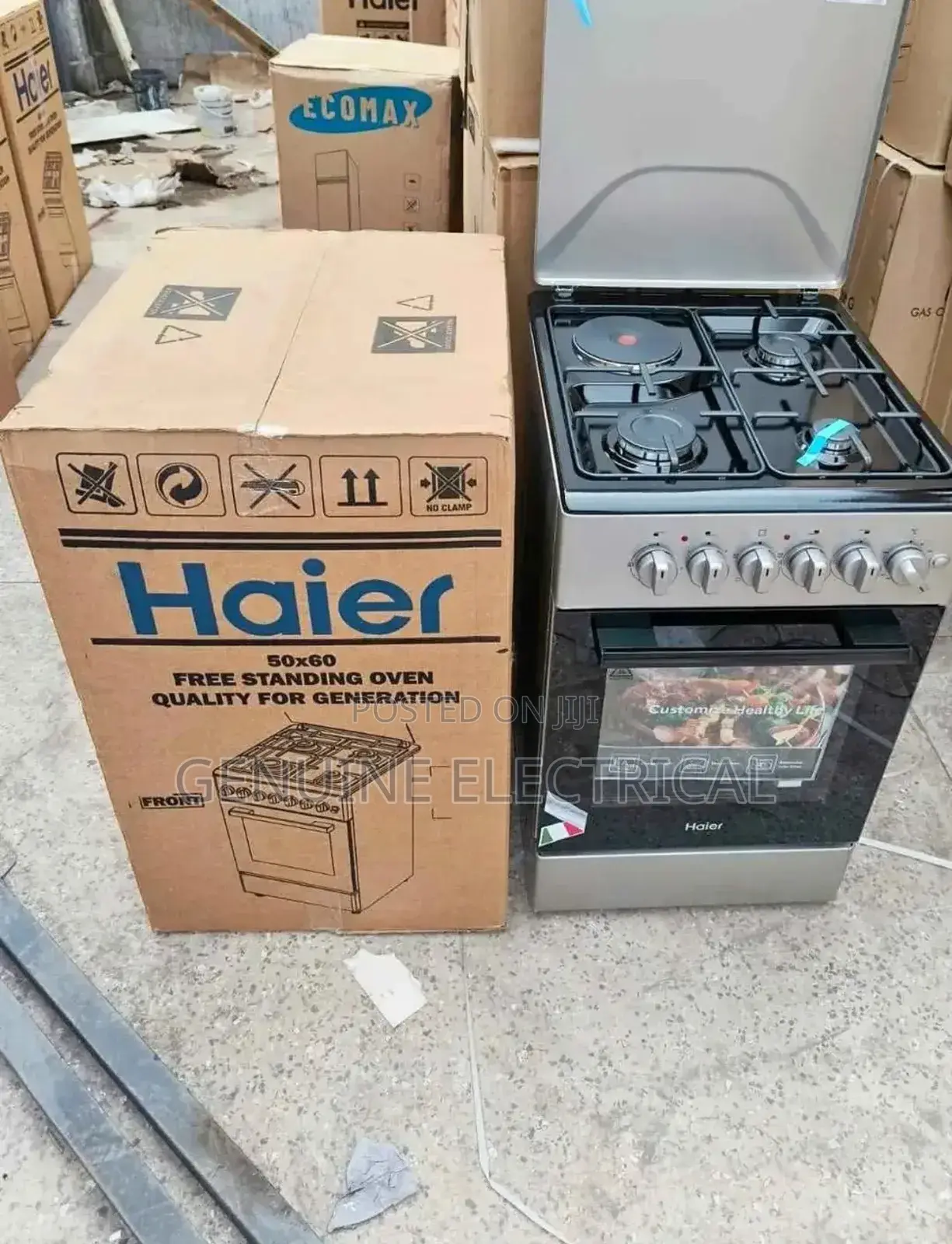 Brand New 4g Haier 50x60cm Standing Cooker Ecr1040egsb