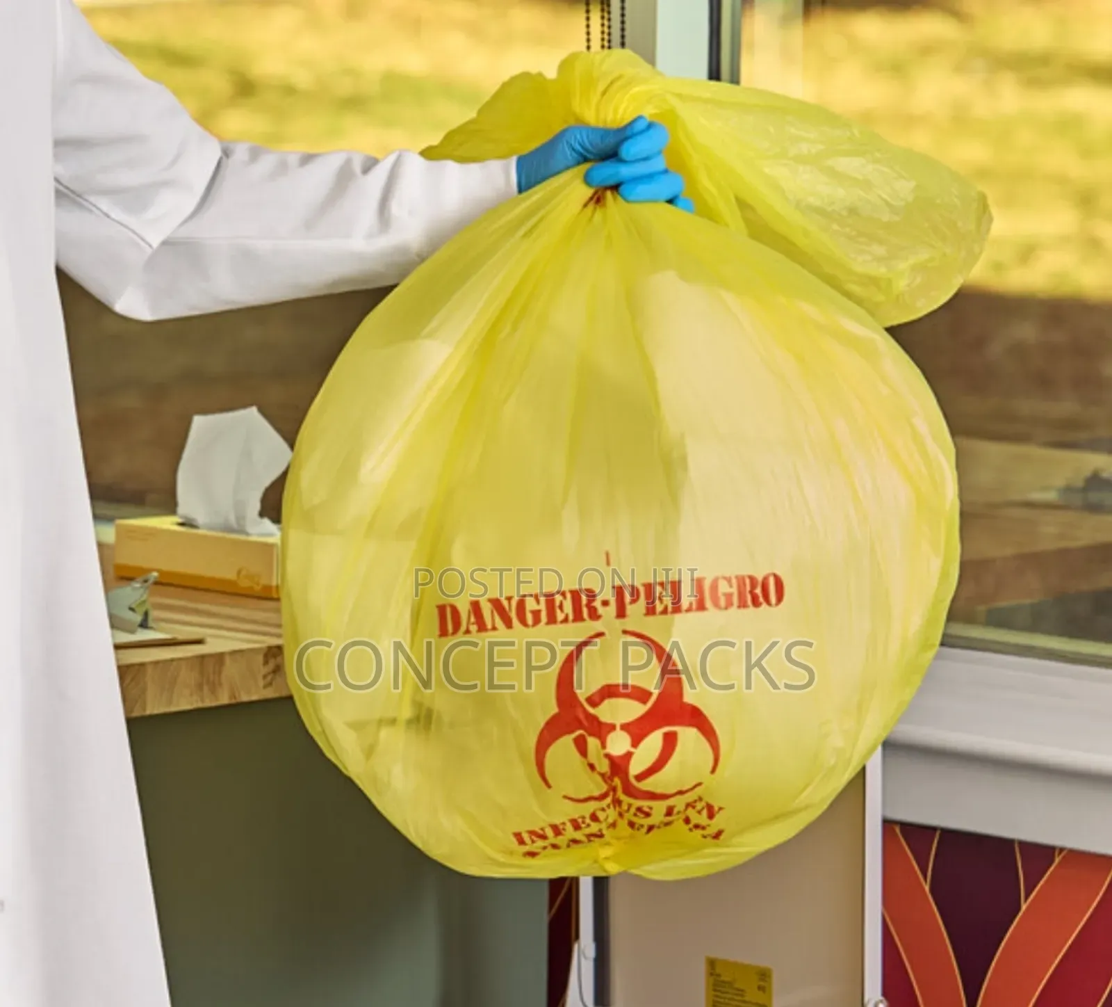 50pcs- 18l High Density Yellow Infectious Medical Waste Bag.