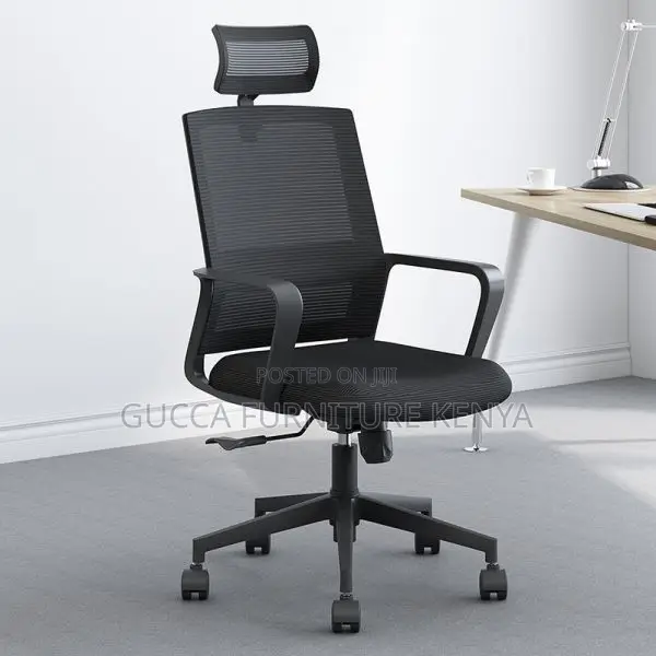 Office Chairs:High Back Dark Fabric Upholstered Work Chair"