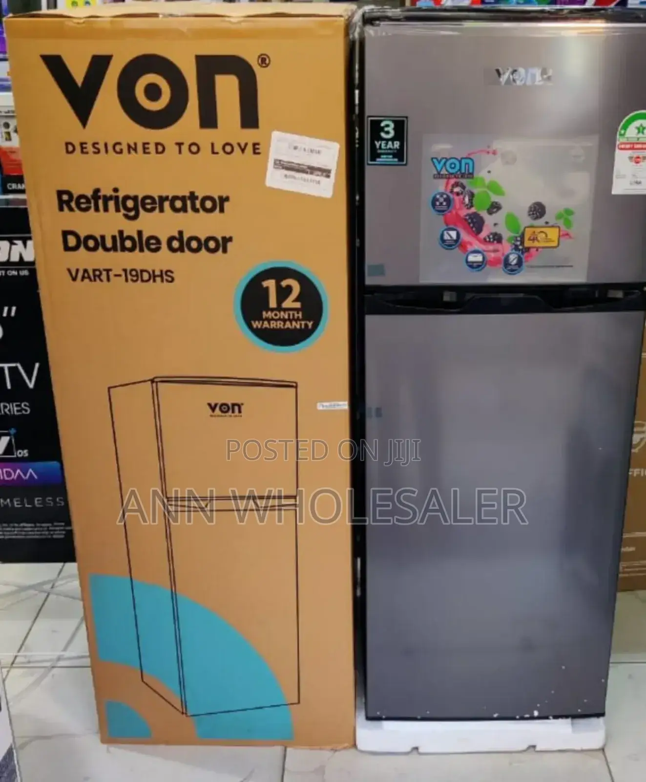 12 Months Warranty *Von 138litres Double Door Fridge