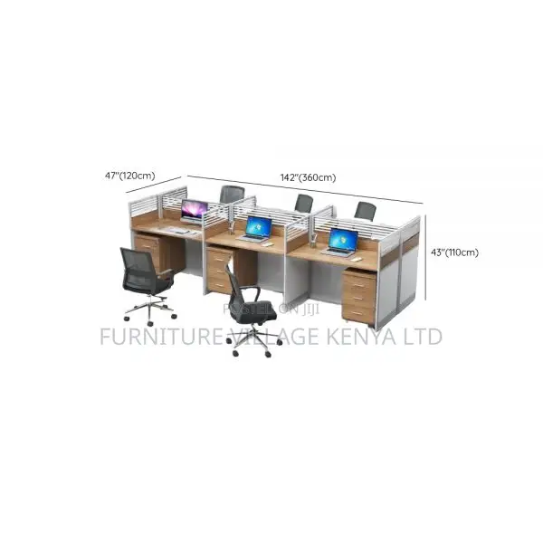 Workstations:Office Six Way Collaboration Wood Workstation